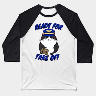 Funny Pilot fat cat Baseball T-Shirt